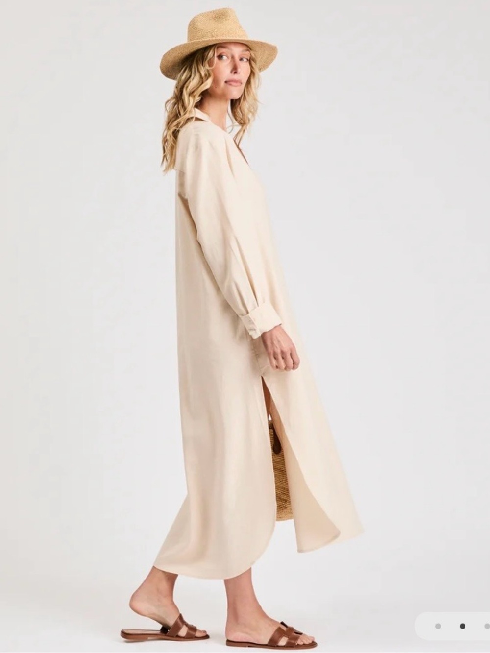 my bodhi | linen collared tunic/caftan midi dress